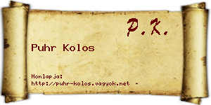 Puhr Kolos névjegykártya